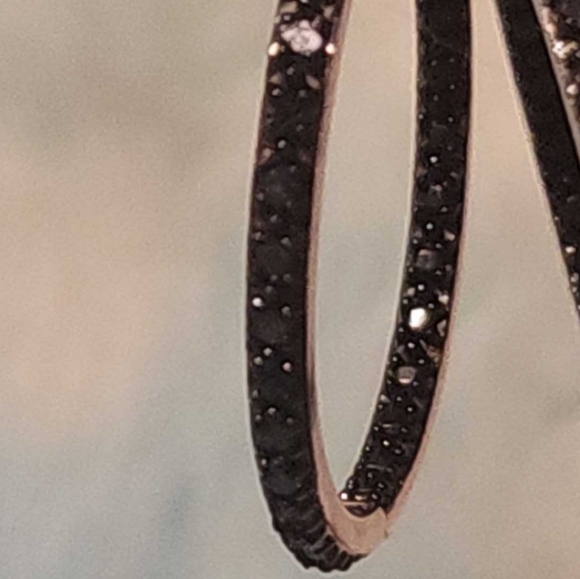 Blue diamond hoops, sterling silver - Picture 2 of 6